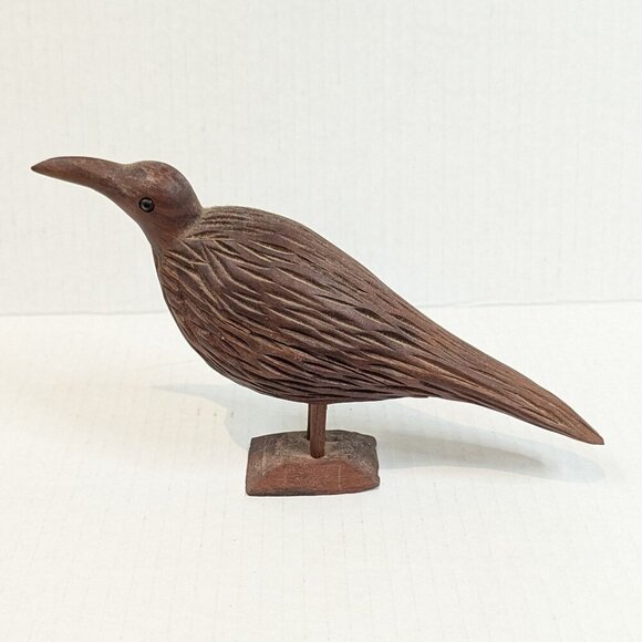Hand carved Wooden Bird on Stand Vintage - Picture 1 of 6